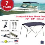 Standard Bimini Top Bow Boat Cover Blue 79"-84" Wide 8FT Long With Rear Poles. Fixed Price $275.38.