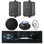 Pyle Black 6.5" Speakers, PLMRB29B Bluetooth Usb Radio, Antenna, 4". Fixed Price $133.99.