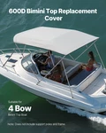 Vevor 4 Bow Bimini Top Replacement Cover, 8 Ft Long Durable 600D Marine Grade Wa. Fixed Price $59.68.