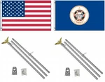 3X5 Usa American & State Of Minnesota Flag 2 Aluminum Pole Kit Sets 3'X5'. Fixed Price $36.94.