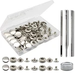 Raydodo 12 Set Leather Snap Fasteners Kit, 15MM Metal With Tools, Silver. Fixed Price $14.43.