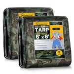 Sunlitap 2 Pack Camouflage 6' X 8' Multipurpose Waterproof Tarps, Finish.... Fixed Price $30.77.