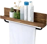 22-INCH Burnt Wood W/ Metal Pipe Towel Bar, Wall Mounted Bathroom Storage Shelf. Fixed Price $51.99.