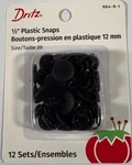 Dritz Snaps Plastic Black Round 12 Sets Fasteners Size 20 984-R-1. Fixed Price $5.99.