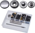 12 Set Leather Fasteners Kit, 15MM Metal Button Snaps Press Studs Silver. Fixed Price $15.91.