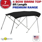 4 Bow Bimini Top Premium Range 90" - 96" Width, 8FT Long Black With Rear Poles. Fixed Price $303.19.