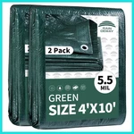 Tarps 4X10 FEET2 Pack,small WATERPROOF,5.5 Mil Thick, Multipurpose Water.... Fixed Price $30.38.