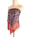 Festival Fringed Boho Strapless Scarf Tube Top Western Chic Red Hem. Fixed Price $19.00.