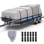 Pontoon Boat Cover 21 -24 Heavy Duty Waterproof Motor Gray QX19 Rvmasking 1400D. Fixed Price $259.99.