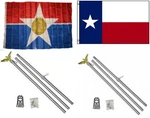 3X5 City Of Dallas & State Texas Flag 2 Aluminum Pole Kit Sets 3'X5'. Fixed Price $36.94.
