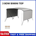 3 Bow Boat Bimini Top Cover Canopy Durable Marine-grade Canvas W/ Support Poles. Fixed Price $94.76.
