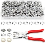 200SET Metal Button Kit - Silver Hollow Snaps For Fabric With Fastener Plie. Fixed Price $20.93.