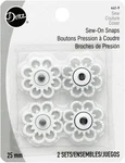 442-9 Sew-on Snaps With Flower Design, White, Size 25MM 2-SETS. Fixed Price $15.99.